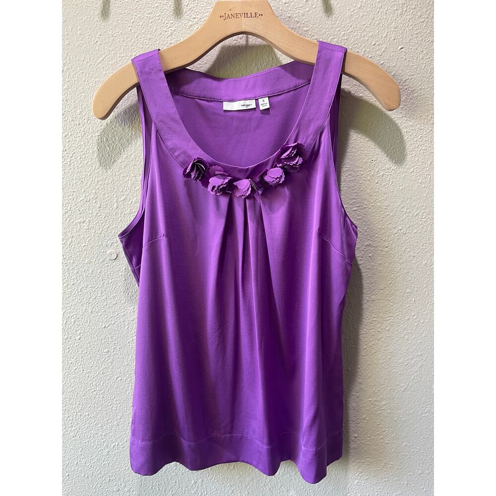 Nordstrom Halogen Women’s Silk Tank Purple Flowers Spring Summer Size Small